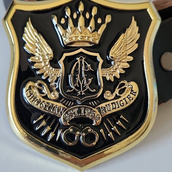 CHRISTIAN AUDIGIER | Brown Leather Belt Signature Buckle OS - Picture 2 of 4